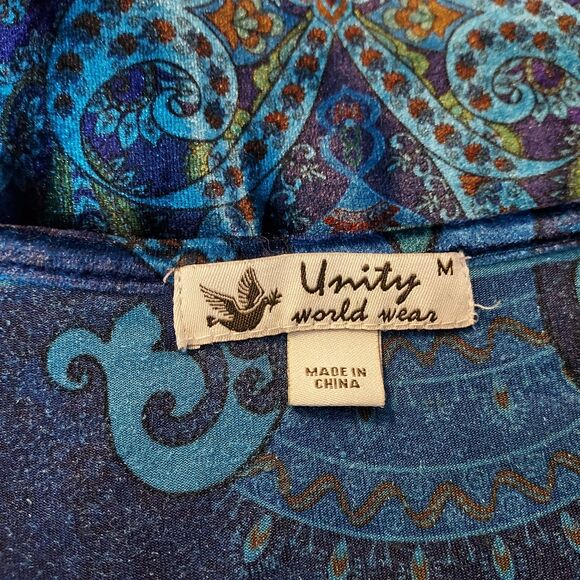 Unity World Wear Artsy Velvet Tunic Top Medium Blue Asymmetric Fairy Whimsigoth - Picture 8 of 12